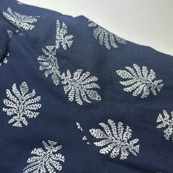 Madison Mathews Navy Printed Cotton Tunic Top Medium Preppy Coastal Resortwear - Picture 8 of 9